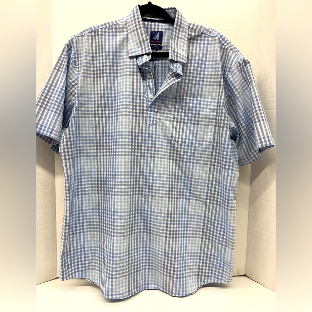 Mens Johnnie O prep-formance plaid 1/4 button pullover size XL